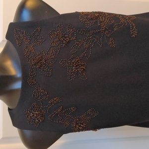ANN TAYLOR Beaded Black Top-XSP